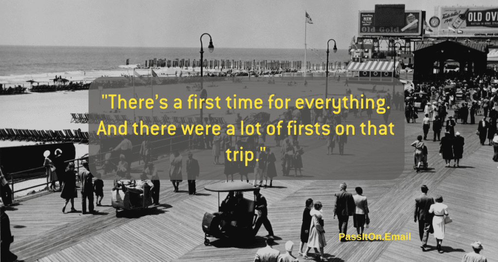 previous line quoted over black and white image of the pier
