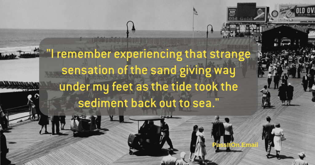 previous line quoted over black and white image of the pier