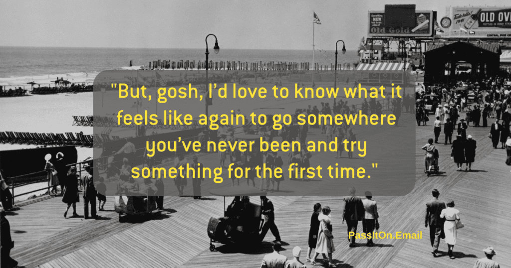 previous line quoted over black and white image of the pier