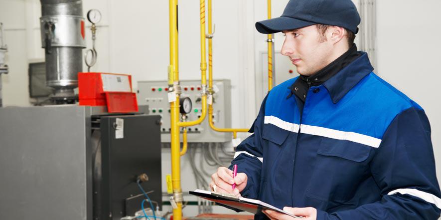 Man working on air conditioner 