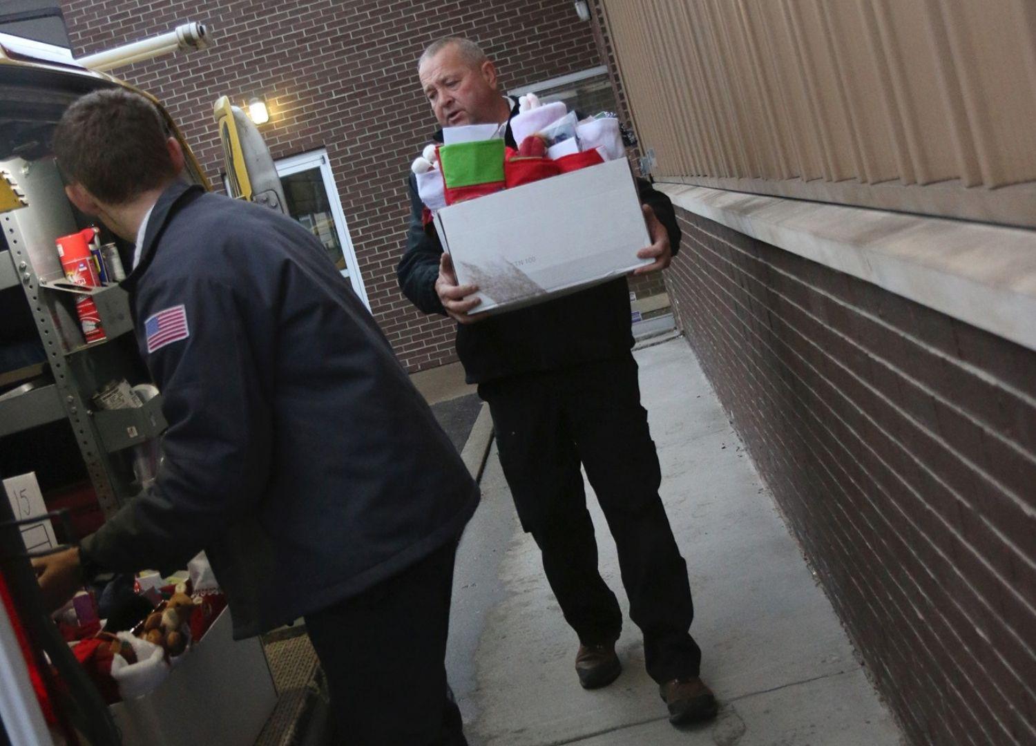 One Hour Butler employees participating in the Hang Tough stocking drive