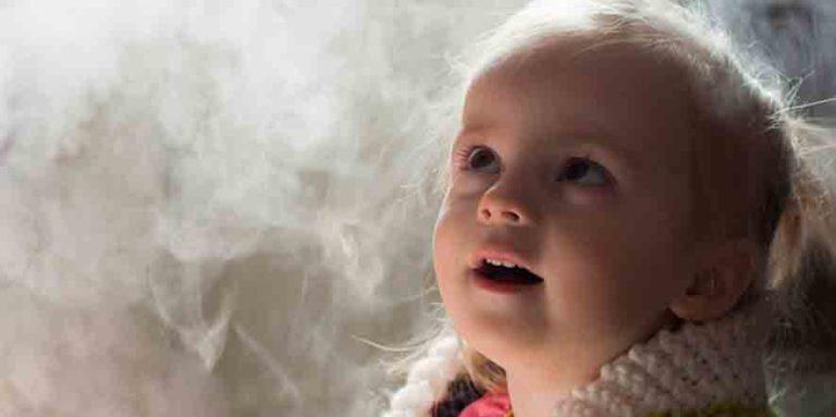 A child breathing in clean air