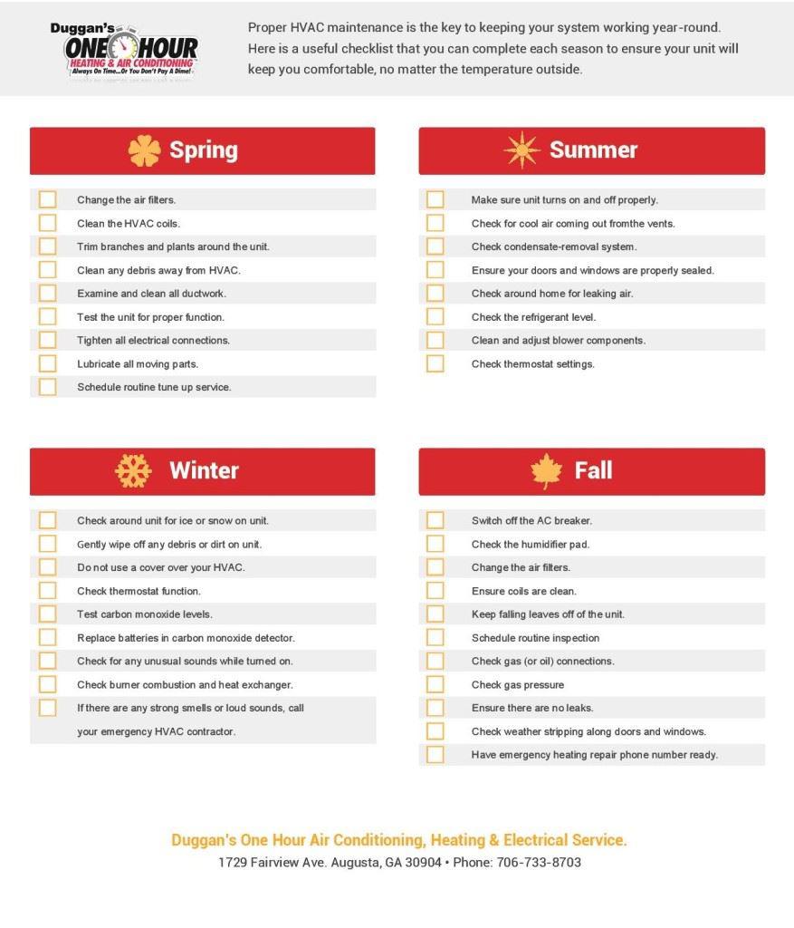 HVAC seasonal checklist 