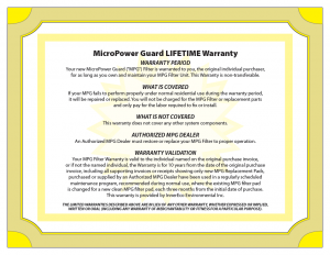 MicroPower Lifetime Warranty Certificate