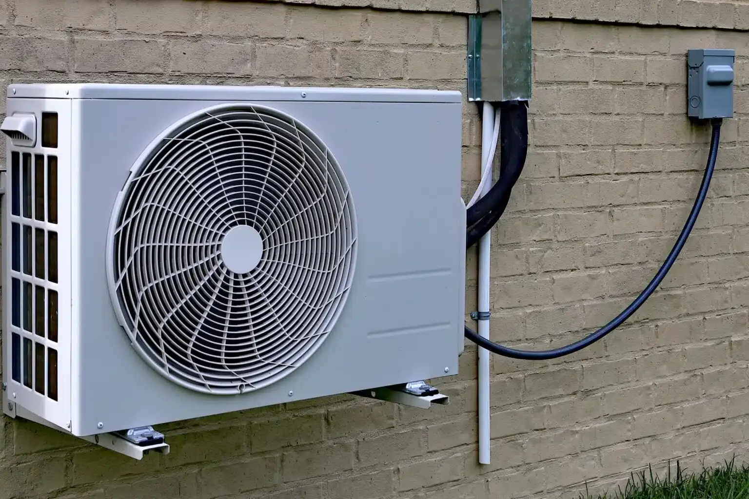 mini split system attached to outside of home