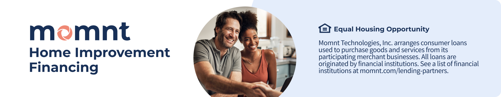 Momnt financing banner with equal housing opportunity