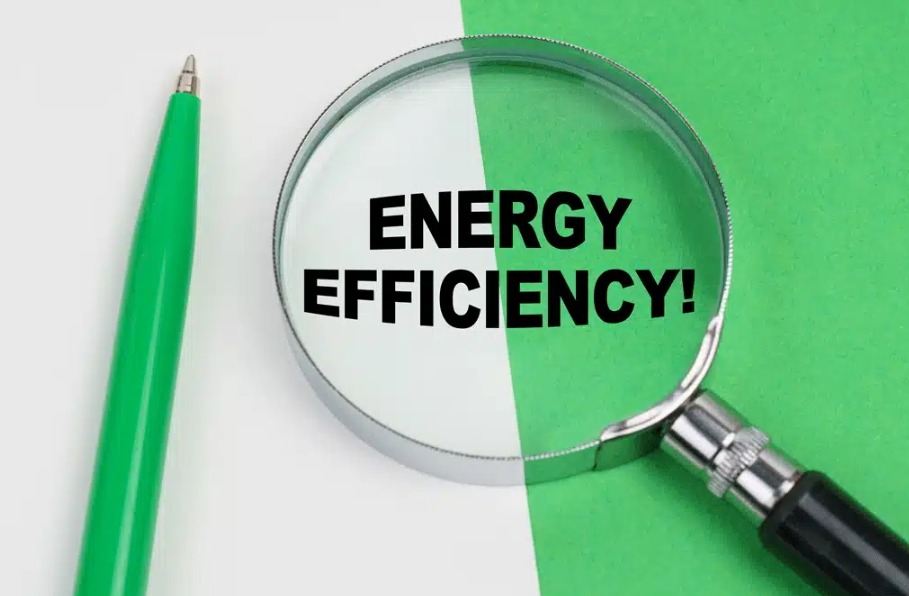 ENERGY EFFICIENCY written out on green and white background