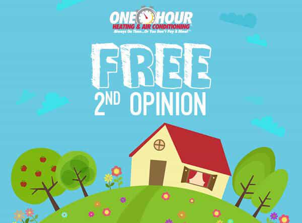 Cartoon Picture of a House With Announcing One Hour's Free 2nd Opinion