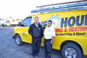 HVAC Technicians Standing in Front of a Van